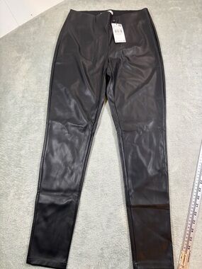 Mango MNG Black High-Waisted Faux Leather Leggings - NWT Medium